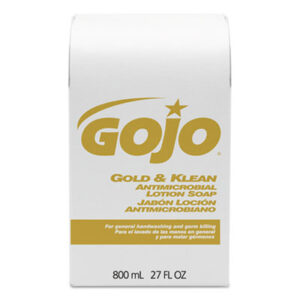 GOJO; Gold & Klean Antimicrobial Lotion Soap; Hand Soap; Soap; Soap Dispenser Refill; Hygiene; Sanitary; Personal-Care; Cleaning; Washing; Restrooms; Kitchens; Items; Triclosan Free