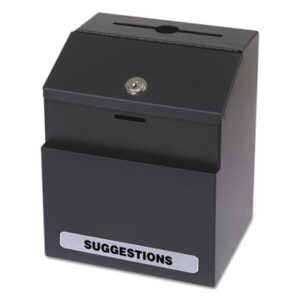 Box; Comments; Comments Box; Complaint Box; Confidential; SAFCO; Steel; Suggestion; Suggestion Box; Questions; Requests; Communication; Anonymous; Input; Receptacles; Containers; Drop-slots; Ideas