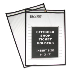 11 x 17 Insert Size; C-LINE; Clear Envelope; Clear Protective; Envelope; Holder; Jacket; Job Ticket; Job Ticket Holder; Job/Shop; Protector; Sheet Protectors; Shop Ticket; Shop Ticket Holders; Ticket Holder; Tickets; Vinyl Envelope; Sleeves; Transparent; Sheaths; Storage; Filing; Protection