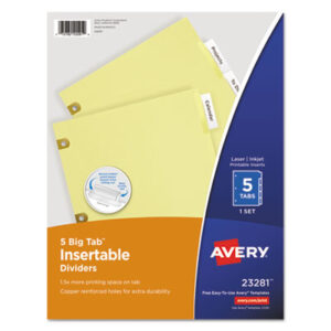 5-Tab Style; Big Tab; Binder Index; Buff Dividers/Clear Tabs; Clear; Filing Accessories; Filing Supplies; Index Dividers; Indexes; Inkjet Printers; Inkjet/Laser; Insertable Big Tab Dividers; Laser Printer; Ring Binder Divider; Subject Divider; Tab Divider; Tabs; Worksaver; index dividers; 5 tab; five tab; Recordkeeping; Filing; Systems; Cataloging; Classification