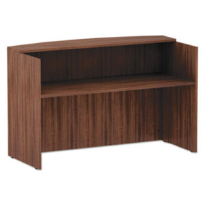 Woodgrain Laminate Reception Desk; Bow-Shaped Transaction Counter Reception Desk