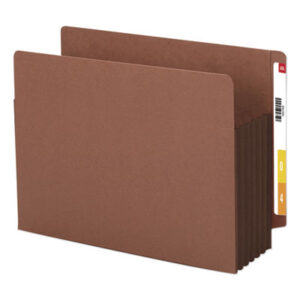 5-1/4" Expansion; Dark Brown; Drop Front; End Tab File Pocket; End Tab Filing Supplies; End Tab Folder; File Folders; File Pocket Folder; File Pockets; Filing Supplies; Filing Systems; Letter Size; Open Shelf Filing Supplies; Recycled Product; Redrope; SMEAD; Tyvek Gussets; Sleeves; Pockets; Accordion; Filing; Gussets