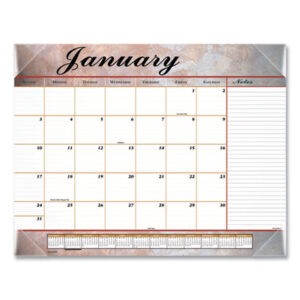 Calendar; Calendars; Desk Pad; Desk Planner; Marbleized Burgundy; Monthly; Pad Calendars & Refills; Planner; Recycled Product; Recycled Products; VISUAL ORGANIZERS; Scheduling; Appointment Tracking; Time-Management; Dates