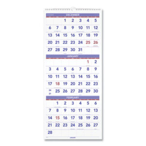 AT-A-GLANCE; calendar; wall; monthly; recycled; At a Glance; recycled; three month; three-month wall calendar; 14 months; vertical