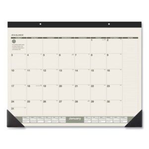 at a glance; calendar; desk pad; recycled; 100% recycled; green; enviromentally friendly; recycled desk pad; post consumer waste