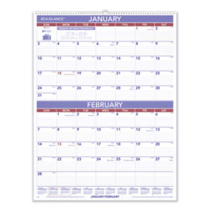 At a Glance; recycled; 2 month; calendar; calendars; 12 month; 12 months; wall calendar; wall