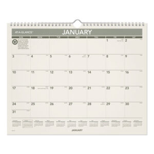 At a Glance; wall; calendar; calendars; recycled; 100% recycled; post consumer waste; recycled wall; recycled wall calendar; Environmentally friendly