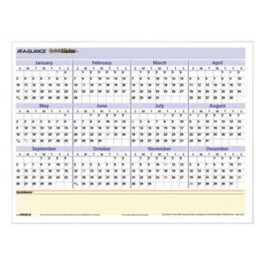 AT A GLANCE; Calendar; Calendars; Calendars/Planners; Erasable; Monthly/Yearly; Planner; Quicknotes Calendars; Reversible; Wall; Wall Calendar; Write On/Wipe Off; Yearly; Yearly/Monthly; Scheduling; Appointment Tracking; Time-Management; Dates; Recycled