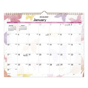 Wall Calendar; AT-A-GLANCE; Monthly; Watercolors