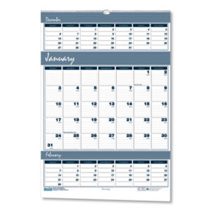 15-1/2 x 22; Calendar; Calendars; Calendars/Planners; HOUSE OF DOOLITTLE; Planner; Recycled Product; Recycled Products; Three Months Per Page; Wall Calendar; Scheduling; Appointment Tracking; Time-Management; Dating; Dates; Annuals