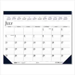 14-Month; 22 x 17 Sheet Size; Academic; Calendar; Calendars; Desk Pad; Desk Pad Calendar; Desk Pad Calendars & Refills; HOUSE OF DOOLITTLE; July-August; Monthly; Nonrefillable; Planner; Recycled Product; Recycled Products; Simulated Leather; Scheduling; Appointment Tracking; Time-Management; Dating; Dates; Annuals