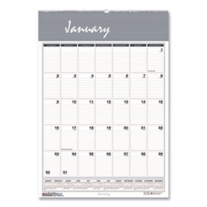 22 x 31-1/4; Calendar; Calendars; Calendars/Planners; HOUSE OF DOOLITTLE; Monthly; One Month per Page; Planner; Recycled Product; Recycled Products; Wall Calendar; Wirebound; Scheduling; Appointment Tracking; Time-Management; Dating; Dates; Annuals