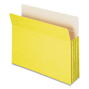 3-1/2" Expansion; Accordion File Pocket; Drop Front; Expanding File Pocket; Expanding Pocket; File Pocket; File Pockets; Letter Size; Pocket; Pockets; Recycled Product; Recycled Products; SMEAD; Straight Cut Tab; Yellow; Sleeves; Accordion; Filing; Gussets