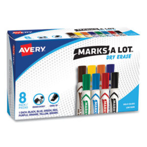 AVERY; Chisel Tip; Dry Erase; Dry Erase Markers; Eight-Color Set; Marker; Markers; Marks-A-Lot; Set; Writing; Utensil; Arts; Crafts; Education; Schools; Classrooms; Teachers; Students