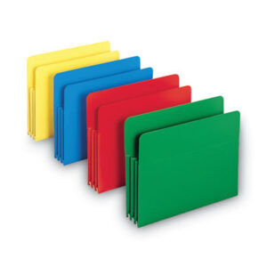 3-1/2" Expansion; Assorted Colors; Expanding File Pockets; Expanding Pockets; Expanding Wallets; File Pockets; Letter Size; Plastic; Pocket; Pockets; Poly; SMEAD; Straight Cut; Wallet; Sleeves; Accordion; Filing; Gussets