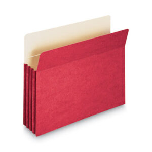 3-1/2" Expansion; Accordian File Pocket; Drop Front; Expanding File Pocket; Expanding Pocket; Expanding Wallet; File Pocket; File Pockets; Letter Size; Pocket; Pockets; Recycled Product; Recycled Products; Red; SMEAD; Straight Cut Tab; Sleeves; Accordion; Filing; Gussets