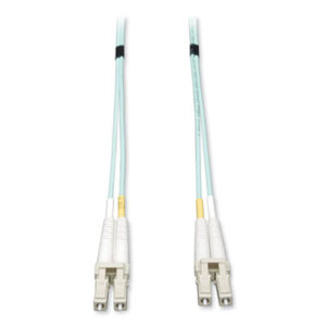 10GB Ethernet; Cable; Cables; Cord; Cords; Duplex Cable; Fiber Optic Cable; Laser-Optimized Cable; Multimode; Patch Cable; LC Connectors; Tripp Lite; Connectivity; Connections; Computers; Peripherals; Lines N820-01M; 10Gb Duplex Patch Cable; 10-Gig Ethernet ; LC/LC Fiber Optic cables; Laser-Optimized Multimode Fiber; aqua cables; 1 meter; 3 ft