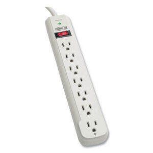 6-ft. Cord; 7-Outlet; Office Machine; Power Surge; Suppressor; Surge Protector; Surge Suppressor; Electric/Electrical; Noise Filter; TRIPP LITE; White; Dual Strip; Protect It; Workstation; Computers; CPU; Modems; Network Computer; Filter Surge Protector; Power Control Center; Power Line; Power Line Noise; Power Protection; Power Surge; Protector; Scanner Surge Suppressor; Surge & Noise Suppressor; Suppressors; Power; Voltage; Spikes; Current; AC; Electricity; Overloads; Circuits; Electronics; Technology BLK; Belkin surge; KMW; Kensington surge; IVR; Innovera surge; FEL; Fellowes Surge; APC Surge; APW; STRIKER