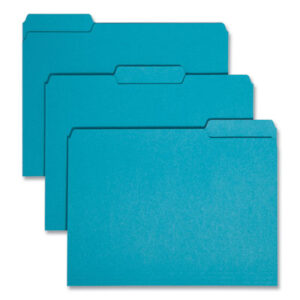 1/3 Cut Tabs; 3/4" Expansion; File Folders; Interior; Interior File Folder; Letter; Recycled; Recycled Product; SMEAD; Teal; Sleeves; Sheaths; Shells; Ordering; Storage; Files