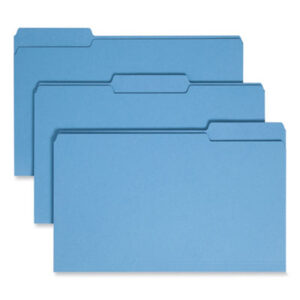 1/3 Cut; Blue; File Folder; File Folders; Legal Size; Recycled Product; Recycled Products; Single-Ply Top; SMEAD; Sleeves; Sheaths; Shells; Ordering; Storage; Files