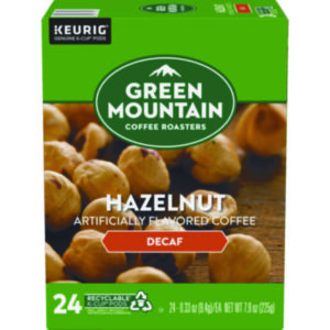 K-Cup; K-Cups; Kcup; Kcups; Keurig Brewing System; Keurig; Beverage; Beverages; Coffee; Decaffeinated; Decaf; Decaf Hazelnut; Single Cup; Hazelnut Decaf; GREEN MOUNTAIN; Green Mountain Coffee Roasters Hazelnut Decaf Coffee Drinks; Breakrooms; Vending; Hospitality; Lounges