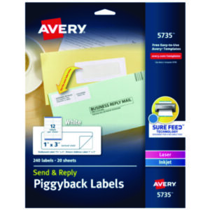 Address; Inkjet Printer; Labels; Laser Printer; Mailing; Send & Reply Labels; Send and Reply Labels; White; Identifications; Classifications; Stickers; Shipping; Receiving; Mailrooms; AVERY