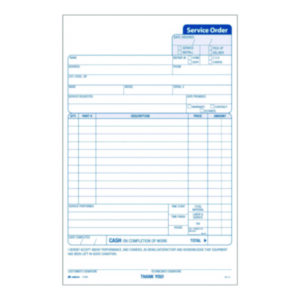 Sales Order Form; Receipt; Service Order