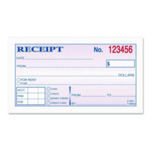 Receipt Book; Rent Receipts; Sales Receipts