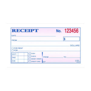 Receipt Book; Rent Receipts; Sales Receipts