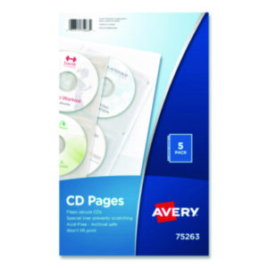 Acid-Free; AVERY; CD Pages; CD/CD-ROM Storage; CD/DVD/CD-ROM; Clear; Computers; Holder; Looseleaf; Media Management; Media Storage; Organizer; Pockets; Three-Ring Binder; Jackets; Sheaths; Covers; Discs; Duplication; Replication; Burns