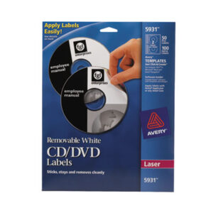 AVERY; CD; CD-ROM Labels; DVD Labels; Jewel Case Inserts; Labels; Laser Printer; Matte; Media; Removable; White; Stickers; Classifications; Identifications; Discs; Duplication; Replication; Burns