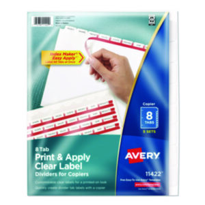 3-Hole Punched; 8 Tab Style; AVERY; Binder Index; Clear Tab; Copier Indexes; Divider; Index Maker; Index Tabbed; Indexes; Printer/Copier; Printer/Copier Indexes; Ring Binder Indexes; Subject Divider; Tab; Tab Divider; Tabs; White Dividers; White Dividers for Copiers; Index Dividers; 8 tab; index dividers; Recordkeeping; Filing; Systems; Cataloging; Classification