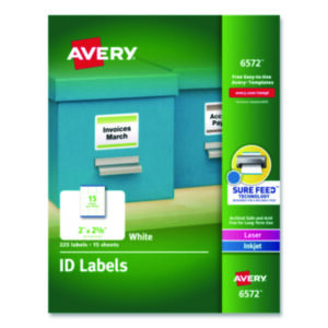 ID Labels; Label; Labels; Laser; Laser Printer; Inkjet; Inkjet Printer; Permanent; Self-Adhesive; White; Identifications; Classifications; Stickers; Shipping; Receiving; Mailrooms; AVERY