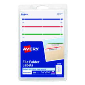 Assorted Colors; File Folder; File Folder Label; Label Sheets; Labels; Permanent; Self-Adhesive; Typewriter; Identifications; Classifications; Stickers; Shipping; Receiving; Mailrooms; AVERY