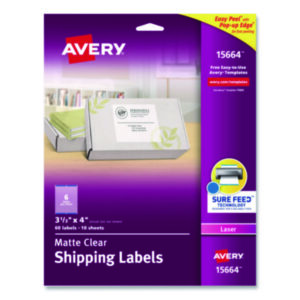 3 1/2 x 4; Easy Peel®; Clear; Label; Mailing; Pop-Up Edge®; Laser; Laser Printer; Laser Printer Compatible