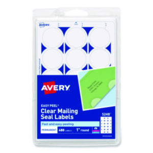 Clear; Labels; Mailing; Mailing Seal; Seal; Seals; Specialty; Specialty Labels; Identifications; Classifications; Stickers; Shipping; Receiving; Mailrooms; AVERY