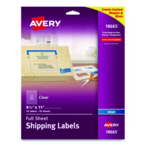 8 1/2 x 11; Address; Clear; Inkjet Printer; Inkjet Printers; Label; Labels; Mailing; Identifications; Classifications; Stickers; Shipping; Receiving; Mailrooms