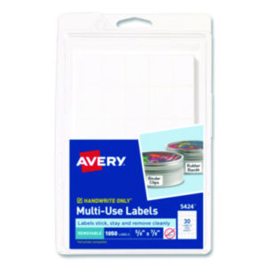 1000 Labels per Pack; 5/8 x 7/8; All Purpose Labels; All-Purpose; Label; Labels; Multipurpose; Rectangular; Removable; Removable Labels; Self-Adhesive; White; Identifications; Classifications; Stickers; Shipping; Receiving; Mailrooms; AVERY