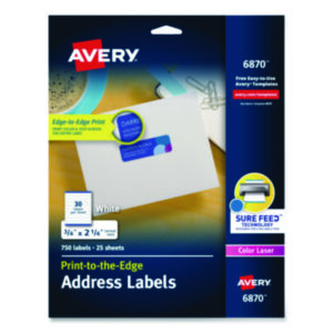 3/4 x 2-1/4; Address; Address Labels; Copier; Label; Labels; Labels for Color Printing; Laser; Laser Printer; Laser Printer Labels; White; Xerographic; Identifications; Classifications; Stickers; Shipping; Receiving; Mailrooms; AVERY