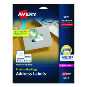 1-1/4 x 2-3/8; Address; Address Labels; Copier; Label; Labels; Labels for Color Printing; Laser; Laser Printer; Laser Printer Labels; White; Xerographic; Identifications; Classifications; Stickers; Shipping; Receiving; Mailrooms; AVERY