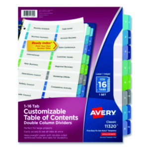 Alphabetical; Binder Index; Divider; Index Binder; Subject Divider; Tab Divider; Tab Titles A-Z; Table of Contents; Tabs; Title Inserts; 15 tab; index dividers; preprinted; Recordkeeping; Filing; Systems; Cataloging; Classification; AVERY