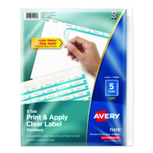 3-Hole Punched; 3-Hole Punched Dividers; 5 Tab Style; AVERY; Binder Index; Divider; Index Maker; Index Tabbed; Indexes; Ink Jet; Laser Printer; Printer/Copier; Ring Binder Indexes; Subject Divider; Tab; Tab Divider; Tabs; White; White Tabs; Index Dividers; index dividers; 5 tab; five tab; Recordkeeping; Filing; Systems; Cataloging; Classification