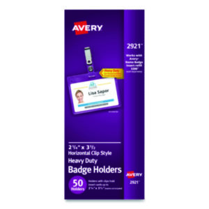 AVERY; Badge Holders; Badges; Convention Badge; Hanging; Holder; Identification; Identification Tag; Name; Name Badge Holder; Name Badges; Name Tag; Name Tag Kit; Visitor Badges; Security; Passes; Pass-cards; Tags