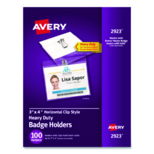 AVERY; Badge Holders; Badges; Convention Badge; Hanging; Holder; Identification; Identification Tag; Name; Name Badge Holder; Name Badges; Name Tag; Name Tag Kit; Visitor Badges; Security; Passes; Pass-cards; Tags