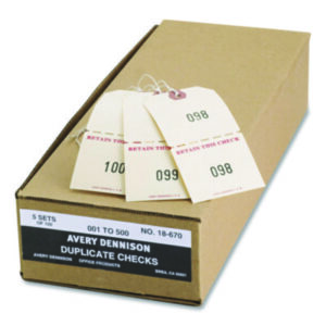 1-500 Series; 4-3/4 x 2-3/8; AVERY; Check; Checks; Claim Check; Claim Checks; Claim/Coatroom; Clothing; Coatroom Claim Check; Garment; Numbered; Tag; Tags; Inventory-Cards; Pricing; identifiers; Distinguishing; Tracking; Retail