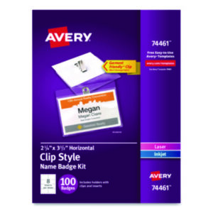 AVERY; Badge Holder; Clip Style; Convention Badge; Holder; Identification; Identification Tag; Inkjet Printer; Laser Printer; Name; Name Badge Holder; Name Badges; Name Tag; Name Tag Kit; Vistor Badges; White Inserts; Security; Passes; Pass-cards; Tags