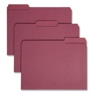 1/3 Cut Tabs; 3/4" Expansion; File Folders; Interior; Interior File Folder; Letter; Maroon; Recycled; Recycled Product; SMEAD; Sleeves; Sheaths; Shells; Ordering; Storage; Files